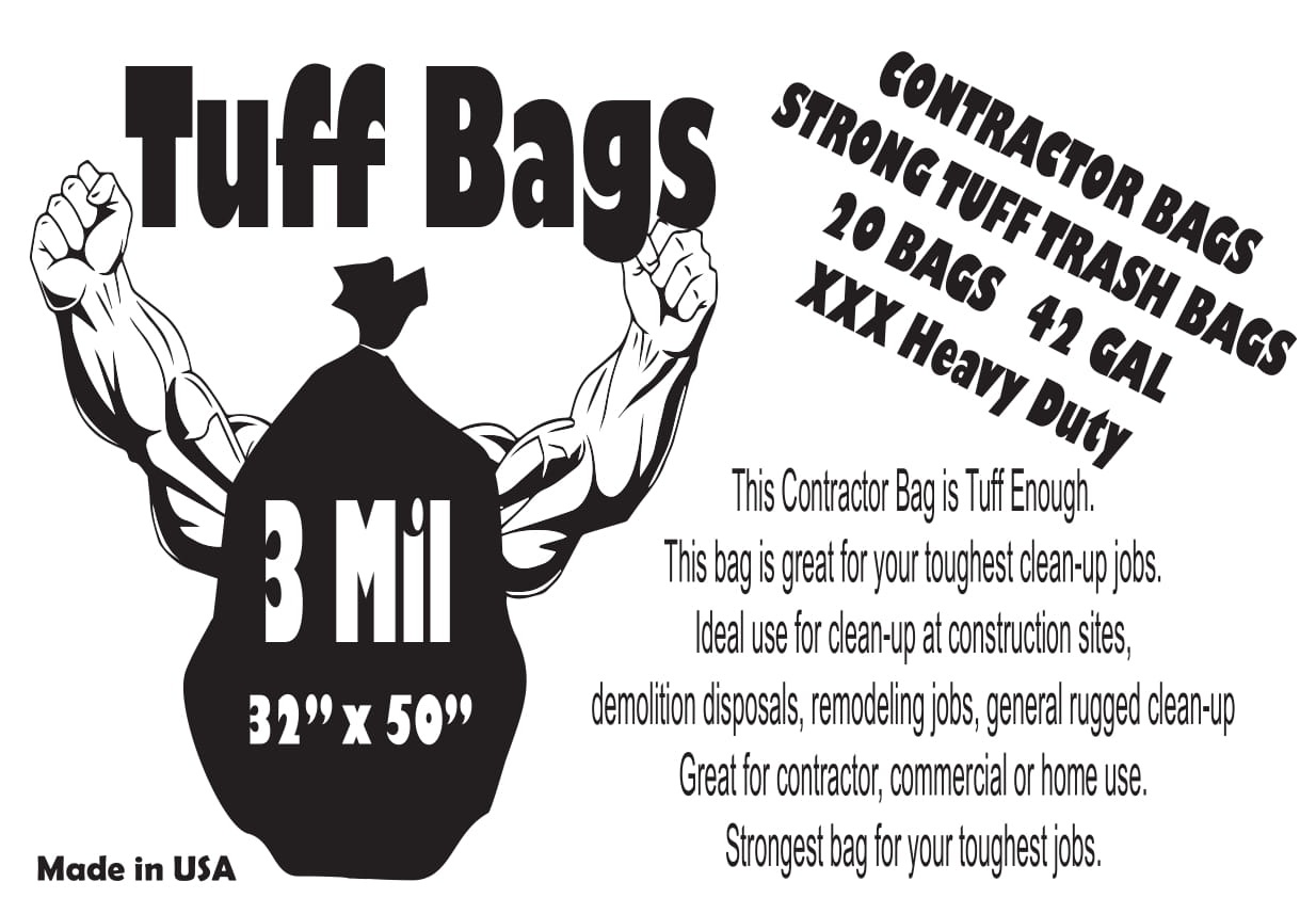 Contractor's Bags, 42 Gallon, 32 x 45, 3 mil, Black, 40/Case